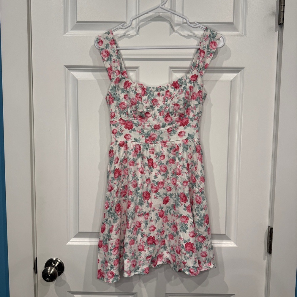 Altar'd State White Mini Dress with Pink Floral Print Size XXS‎ - Picture 2 of 6